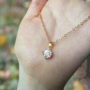 Bohemia Delicate Small Clear Rhinestone Pendant Necklace - Size 18 in